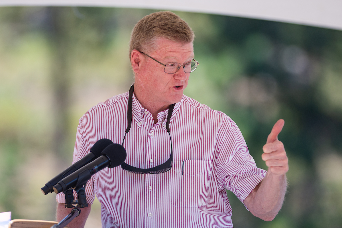 Rep. Mark Amodei (R-NV) speaks during the 28th annual Lake Tahoe Summit on Aug. 14, 2024, at the Round Hill Pines Beach Resort in Zephyr Cove.