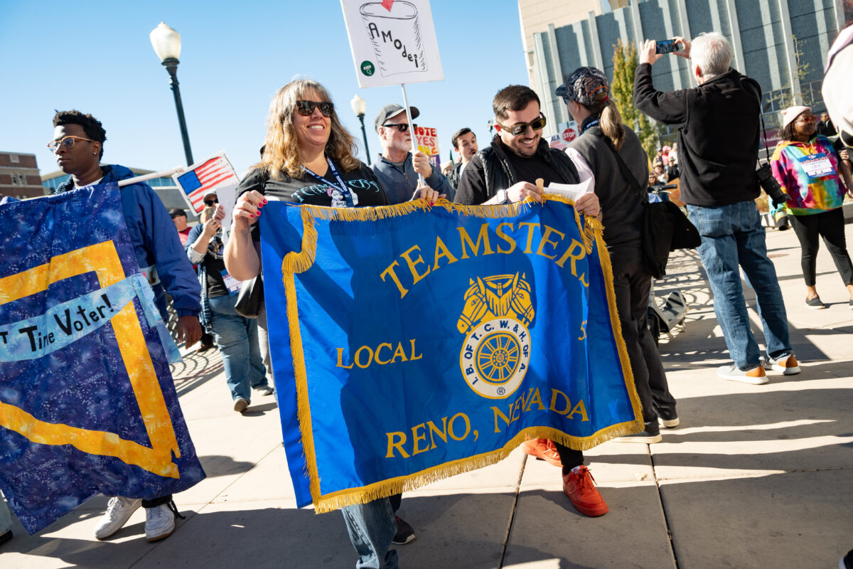 Reno Teamsters from Local 533 during the Women's March in downtown Reno.