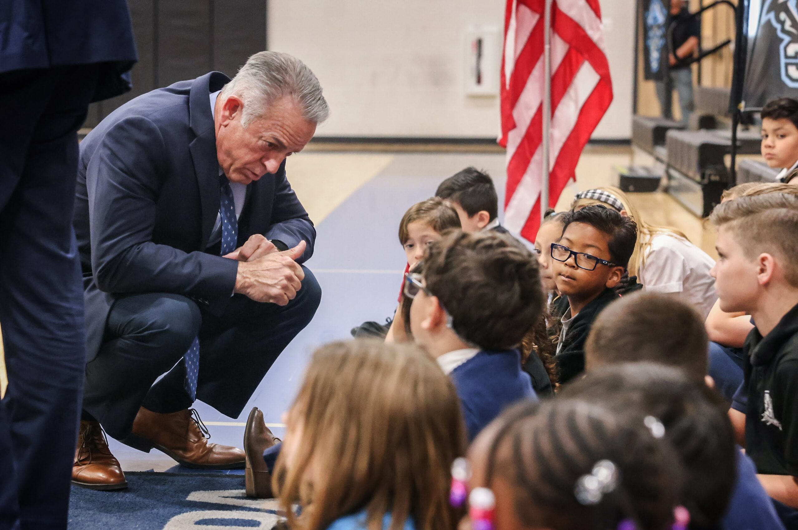 Gov. Joe Lombardo interacts with students.