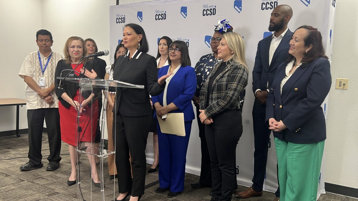 Incoming Clark County School District Superintendent Jhone Ebert speaks at a press conference.