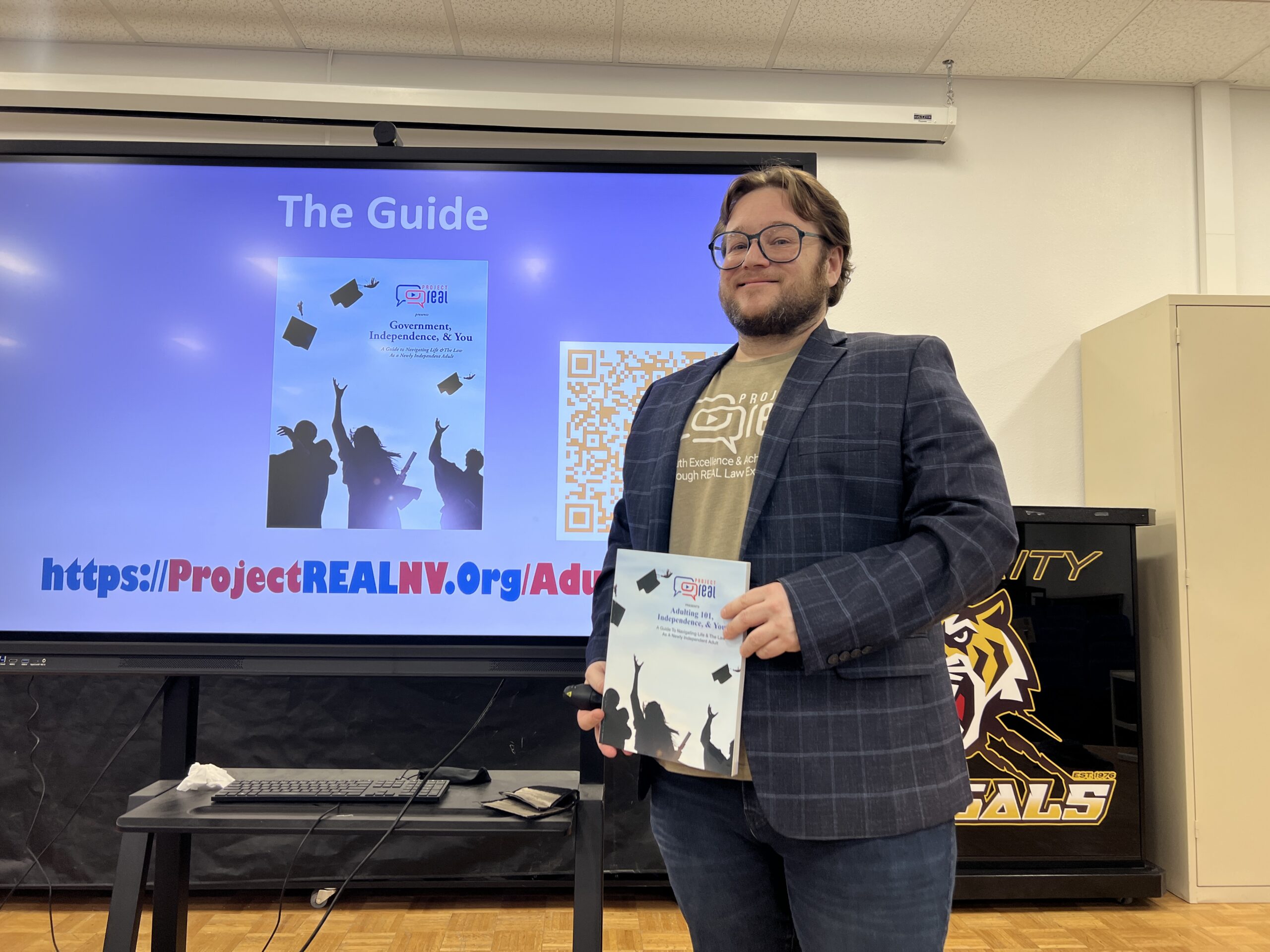 Mike Kamer, executive director of Project REAL, a Las Vegas-based nonprofit, poses for a photo at Bonanza High School in Las Vegas.
