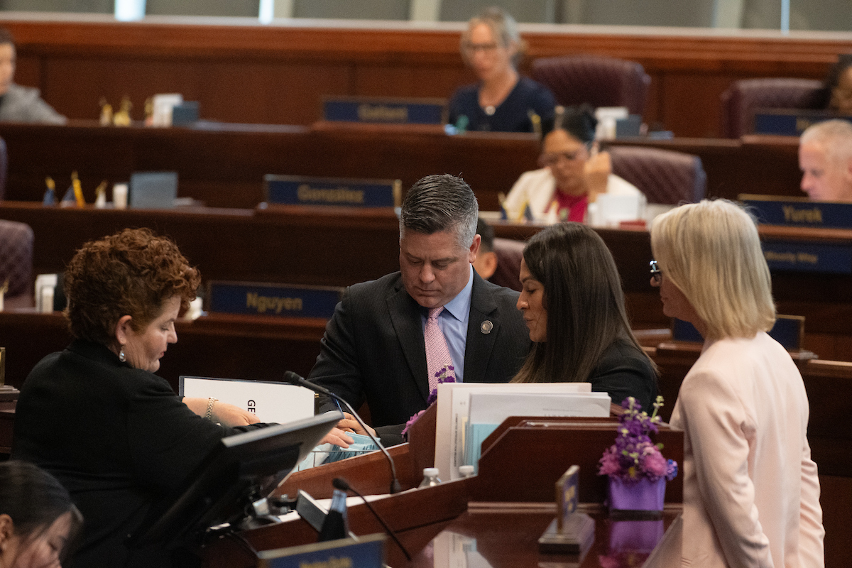 Assembly Speaker Steve Yeager (D-Las Vegas) and Majority Leader Sandra Jauregui (D-Las Vegas).