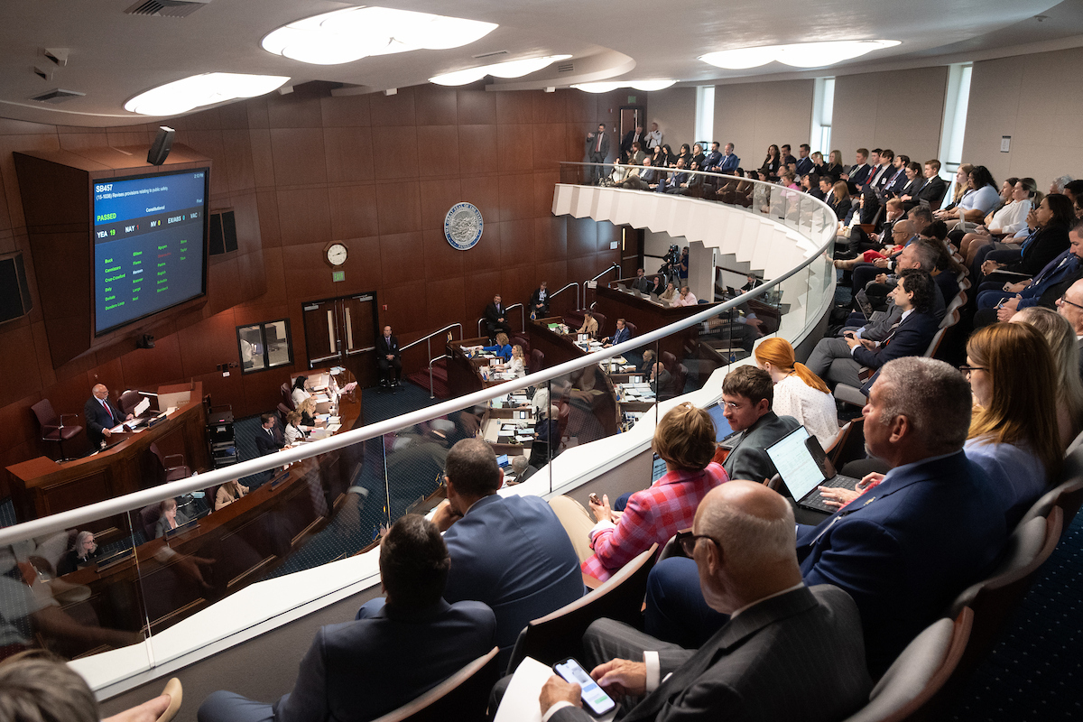 The Senate chamber inside the Legislature on the final day of the 83rd session in Carson City.