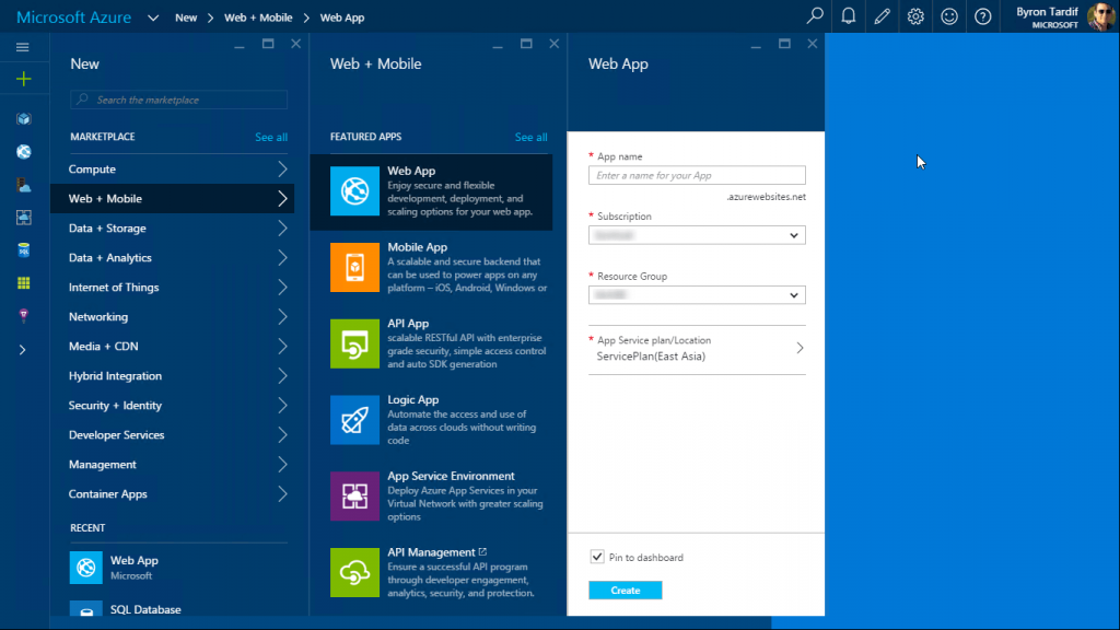 Microsoft Azure: Web App Creation