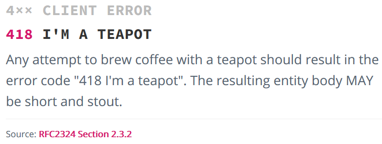 Teapot error screenshot