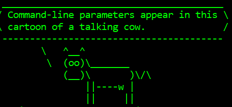 Screenshot of the Linux command cowsay