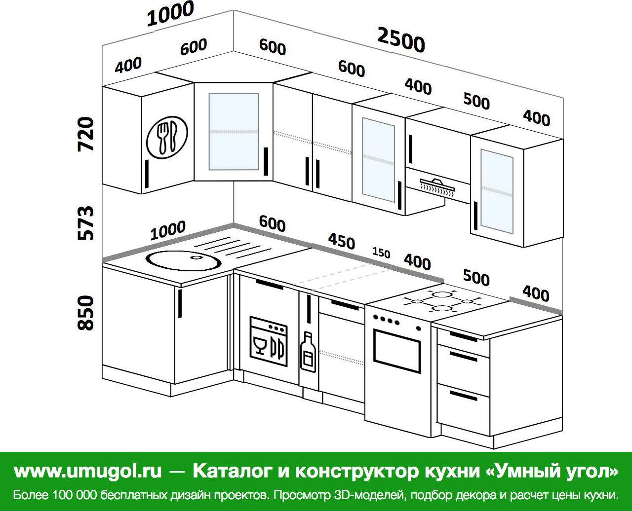 Угловая кухня планировка с размерами