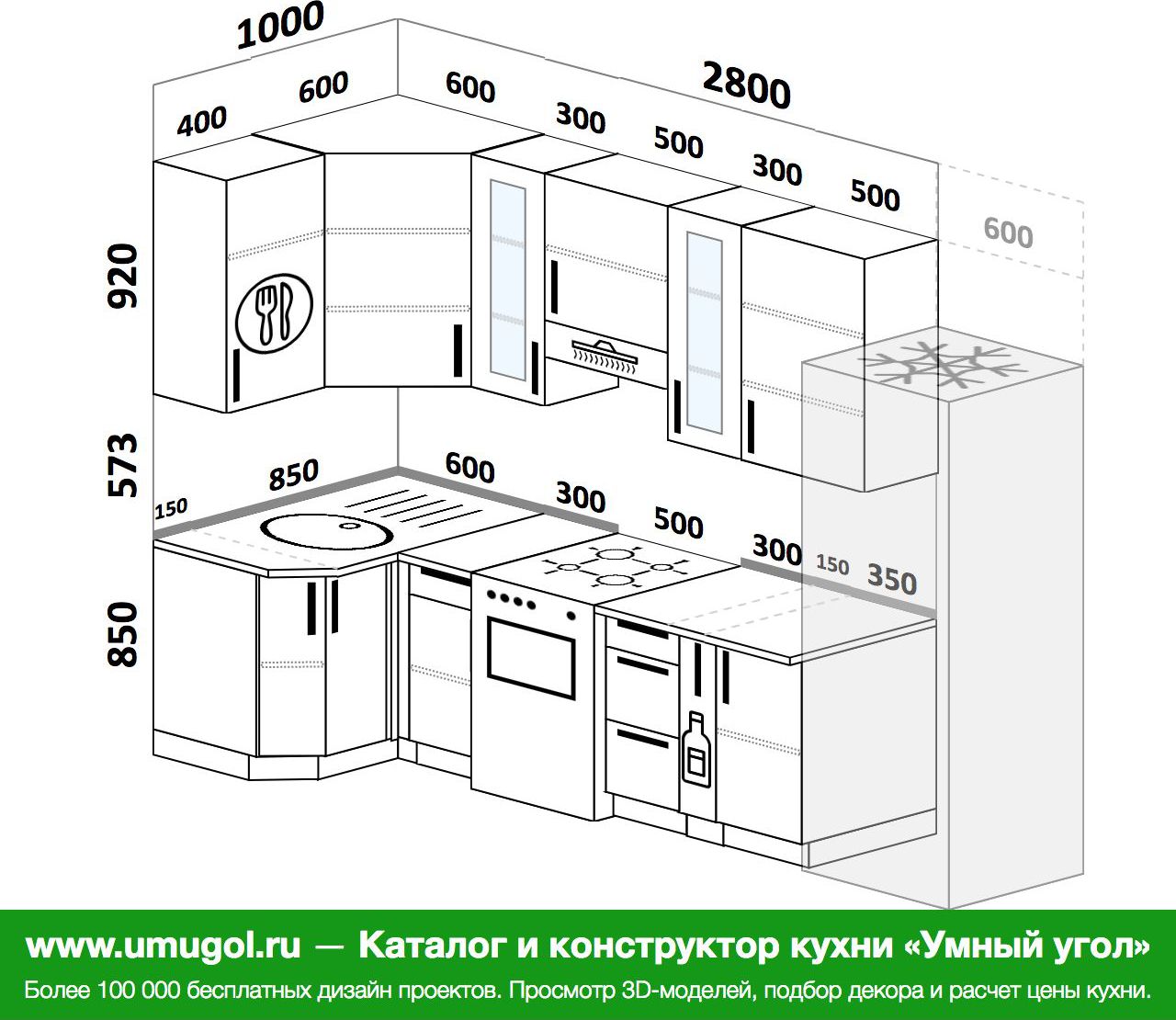 Планировка угловой кухни 6 кв.м