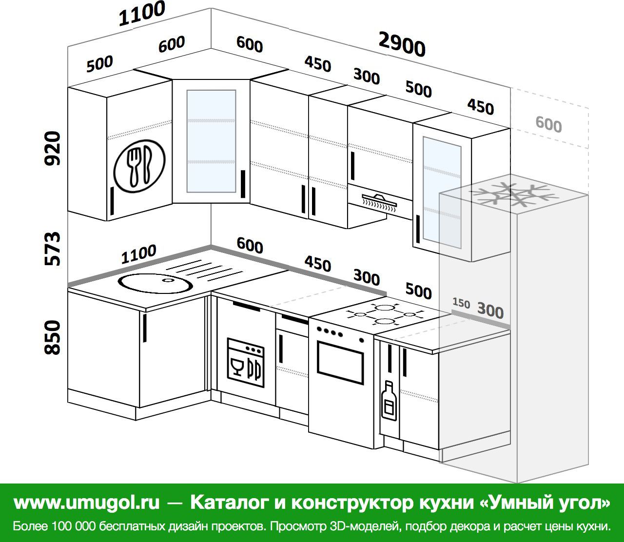 Готовые проекты угловых кухонь