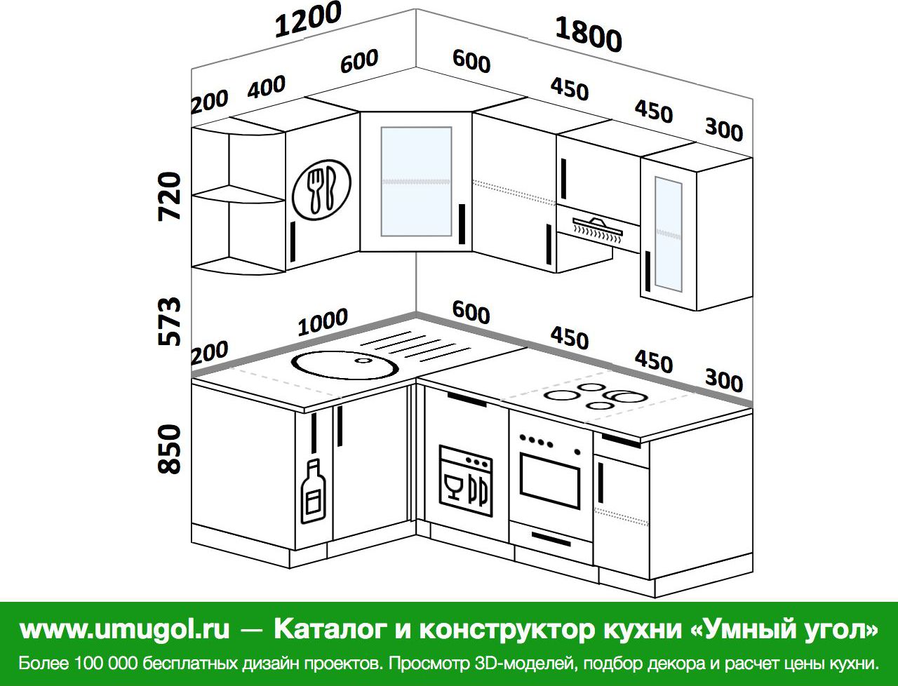 размер угловой кухни 180 на 180