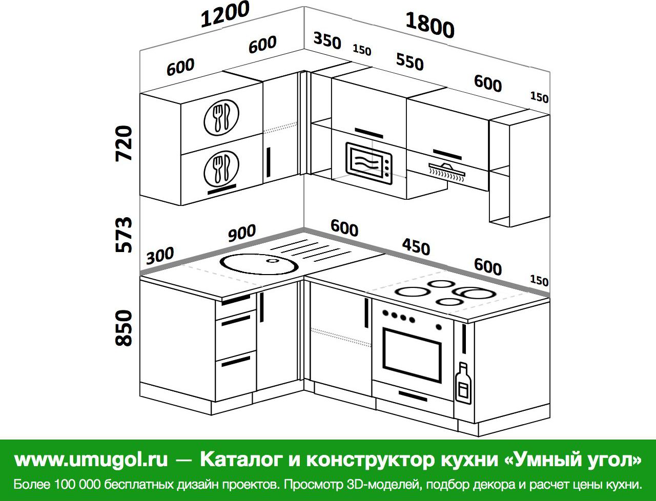 Размер угловой кухни 180 на 180