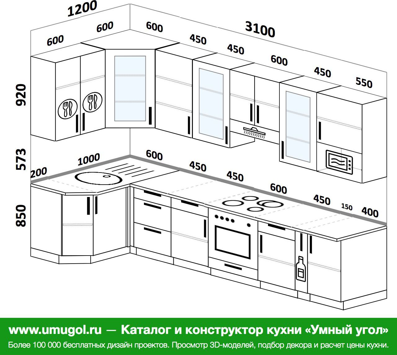 Угловая кухня расположение шкафов