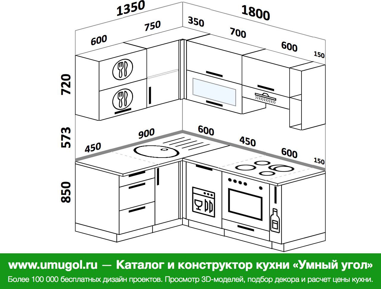 размер угловой кухни 180 на 180