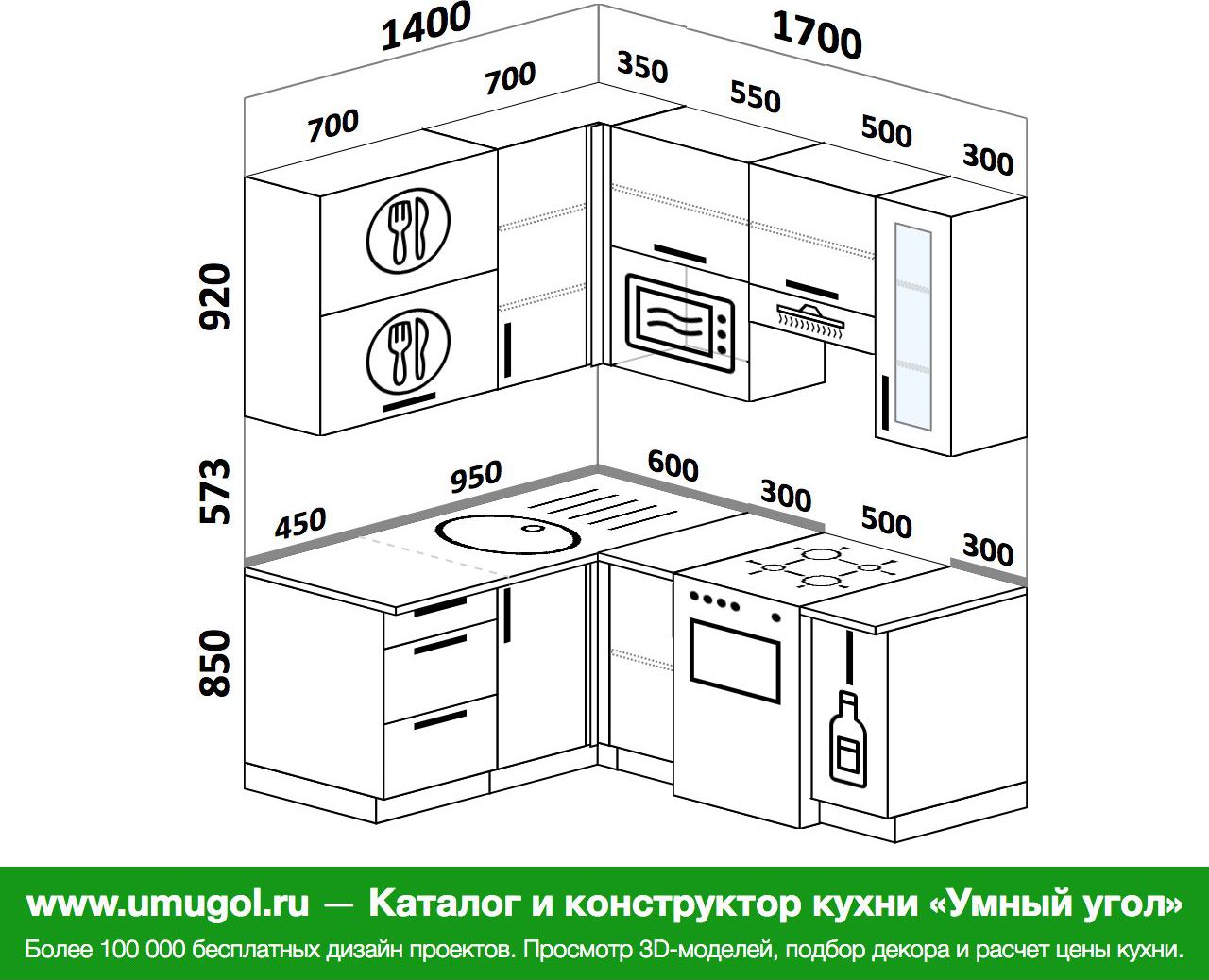 Кухни глубиной 60