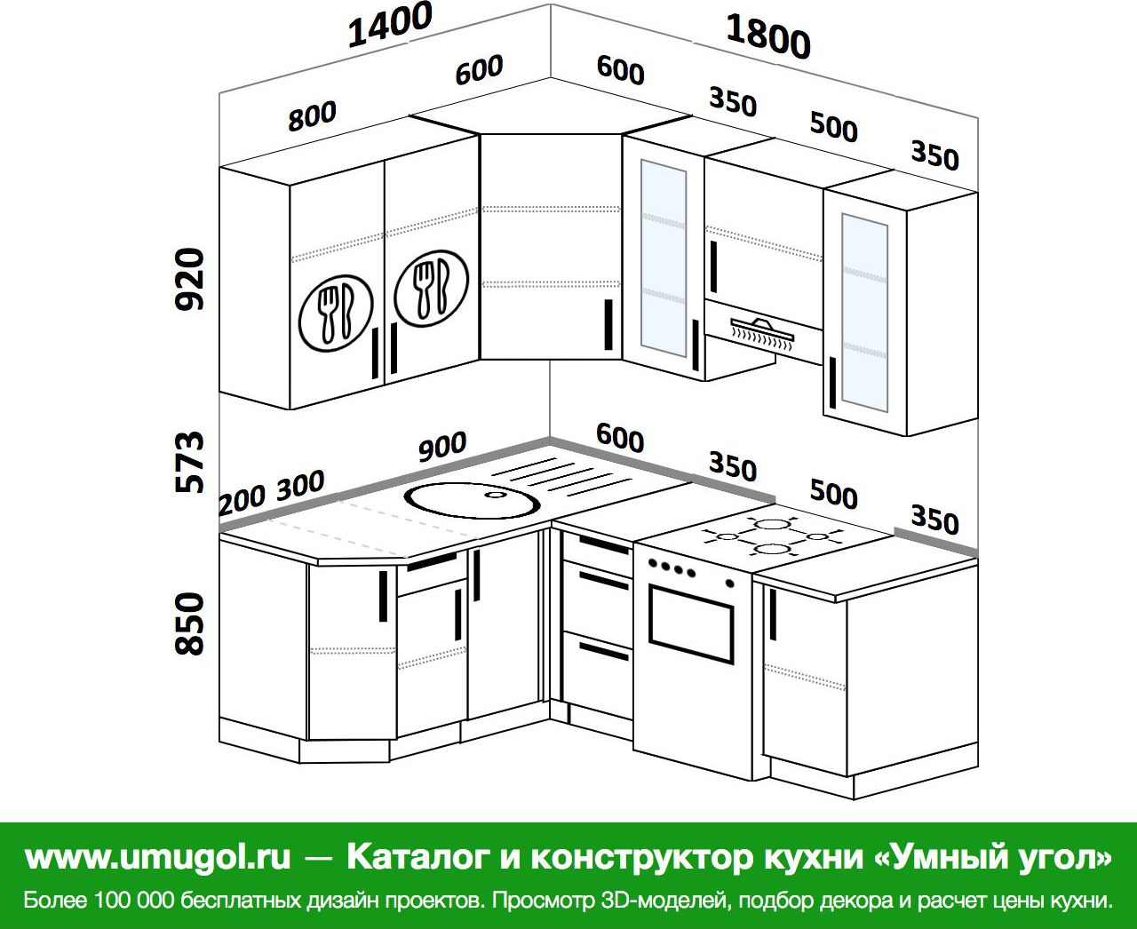 Фото и размеры угловых кухонь