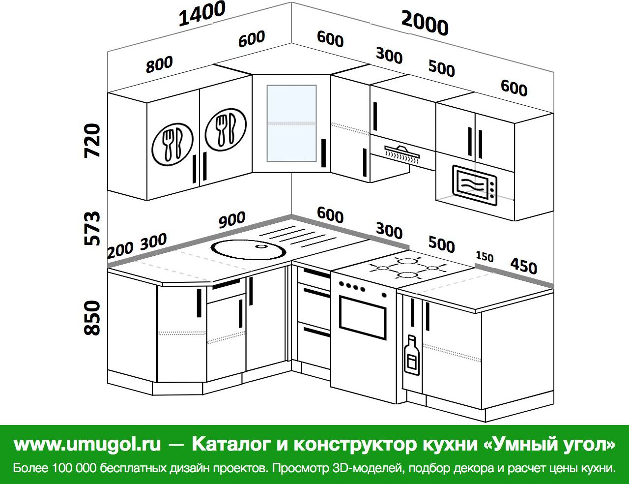 Кухня 140 на 200 угловая