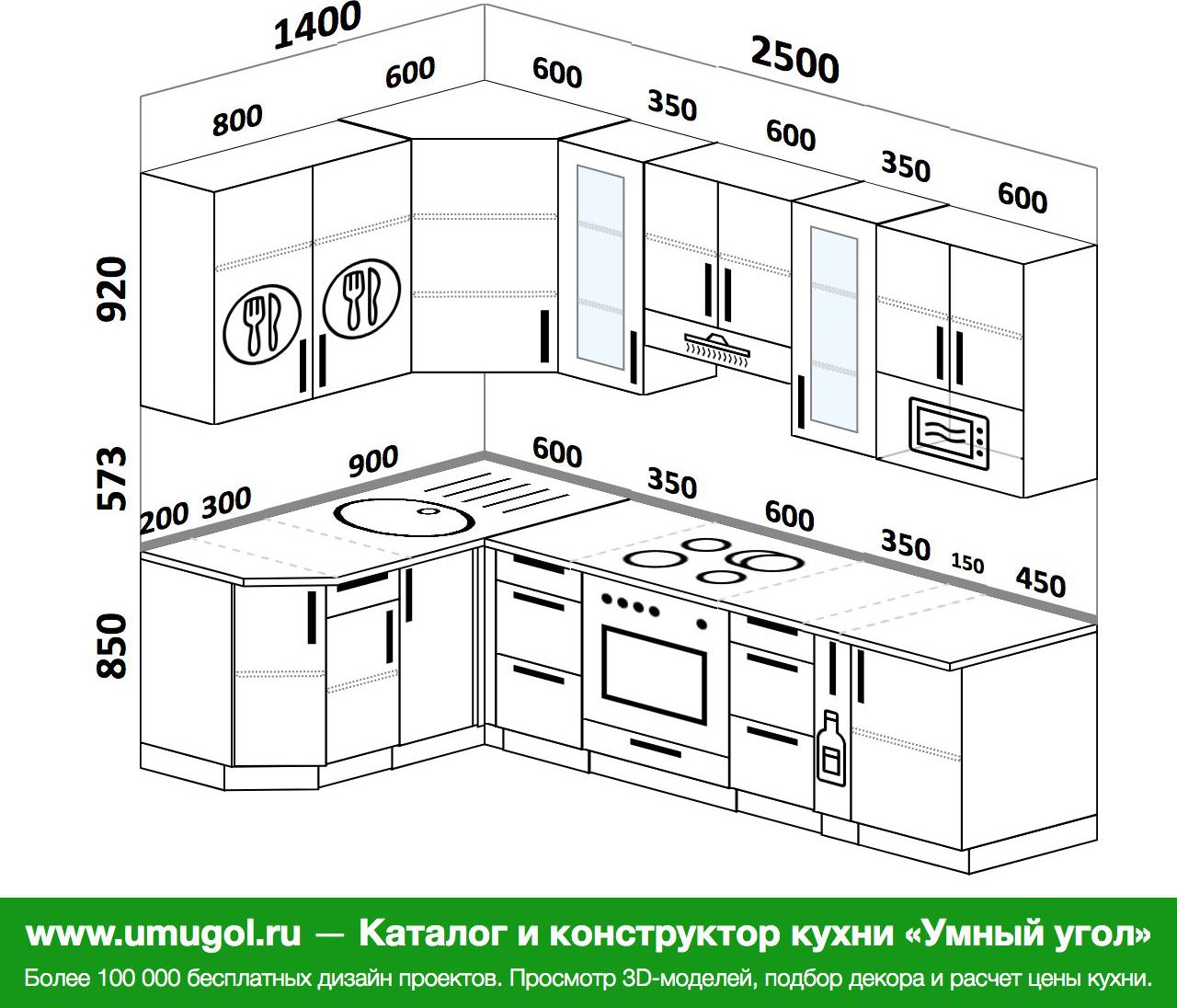 Фото и размеры угловых кухонь