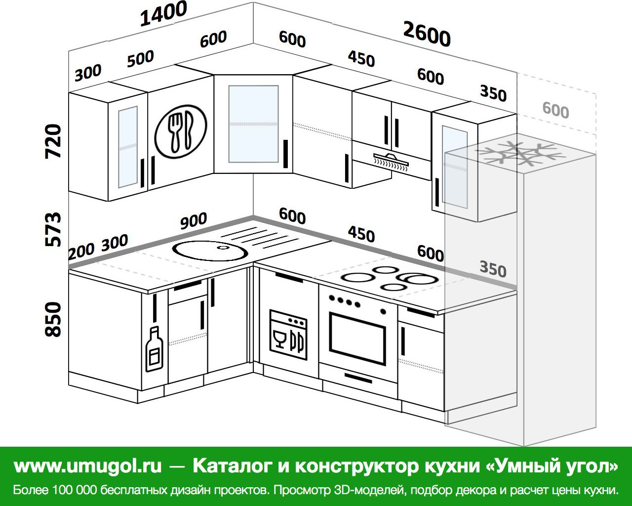 Планировка угловой кухни