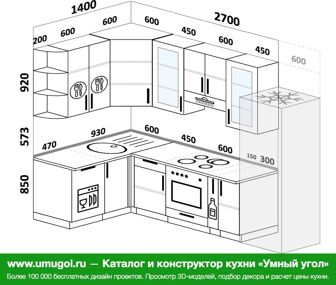 Планировка угловой кухни