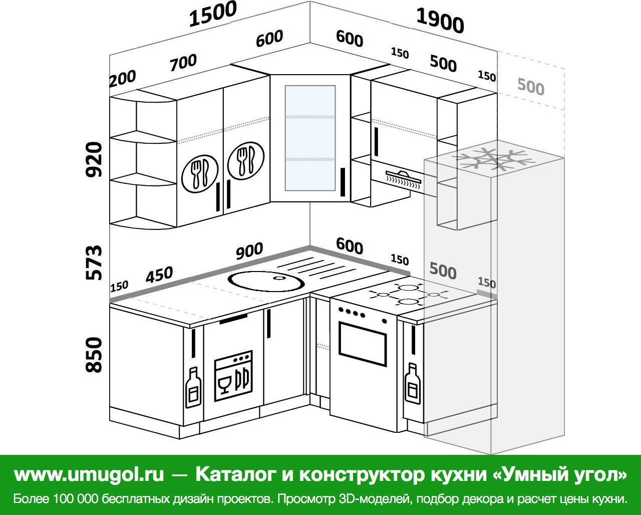 угловая кухня 2 на 3 метра дизайн