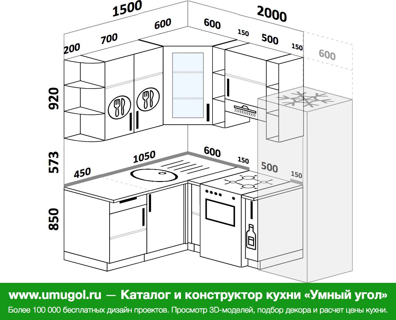 угловой кухонный гарнитур для маленькой кухни размеры