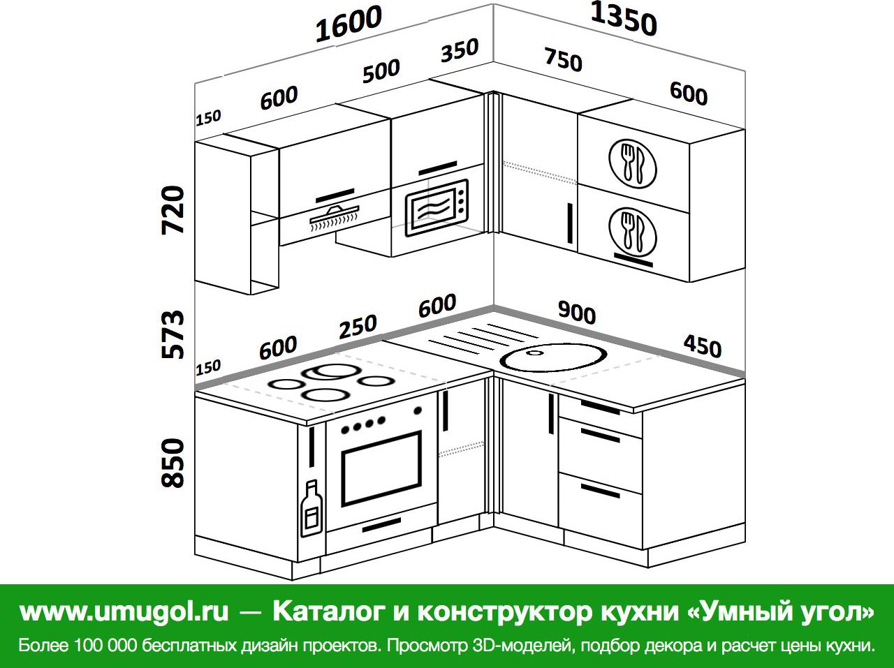 кухня 2300 на 1600 угловая