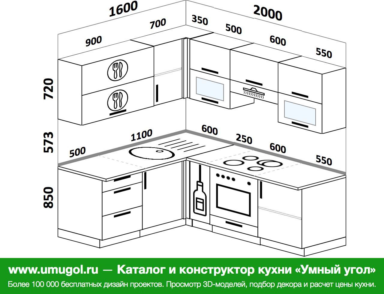 Расчет угловой кухни