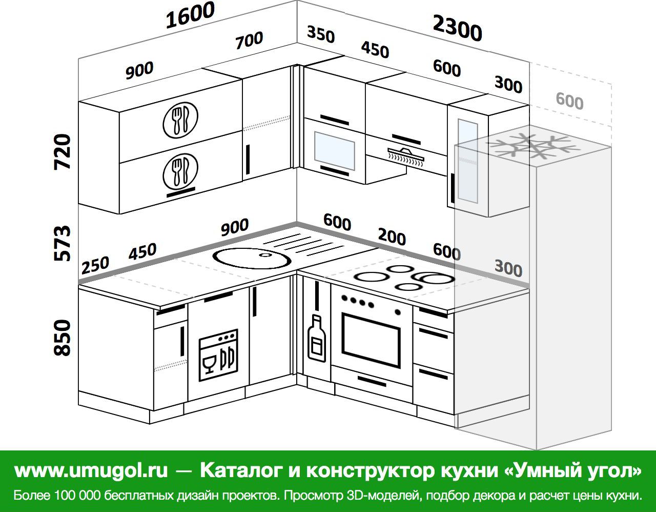 Проект маленькой угловой кухни