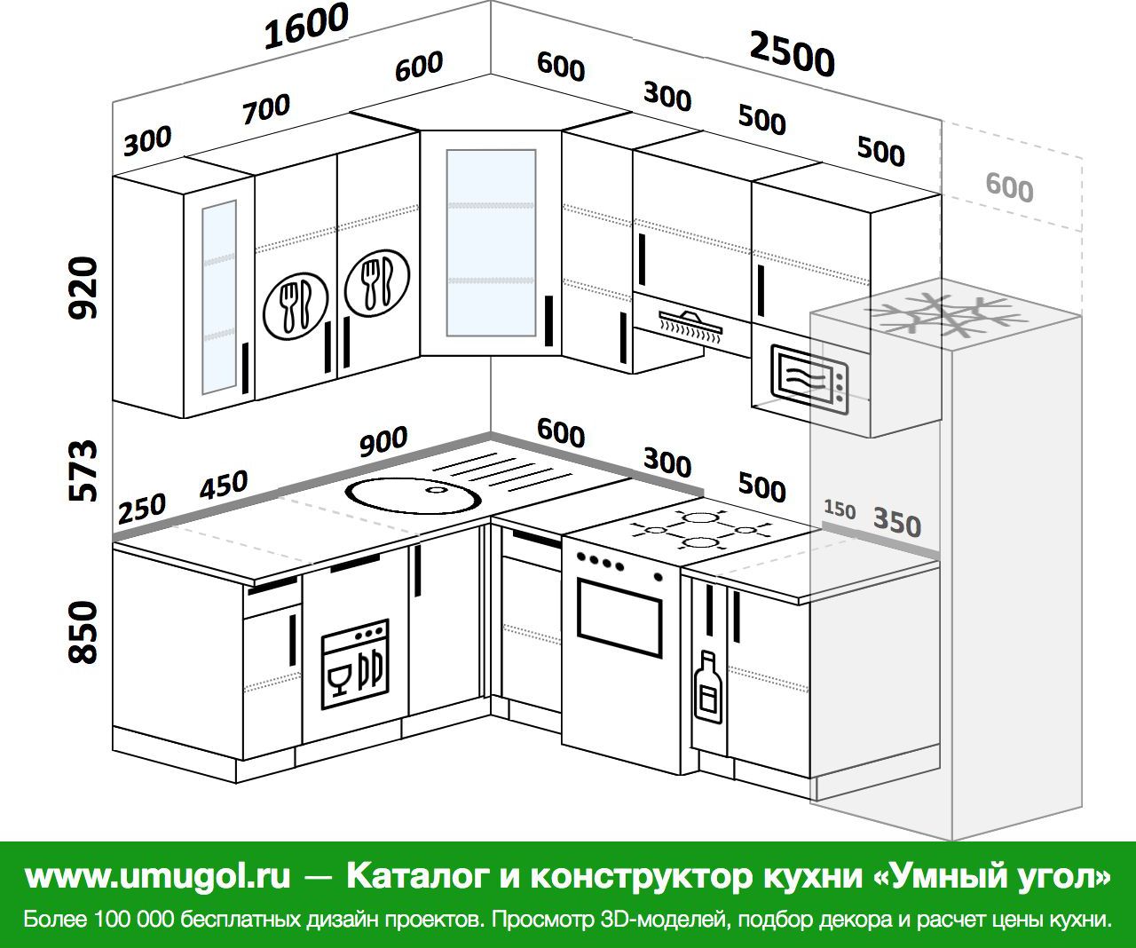 Проект кухни 2м