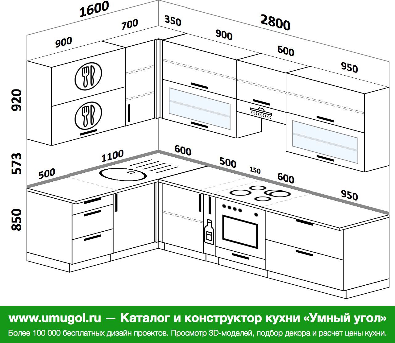 Правильная планировка угловой кухни