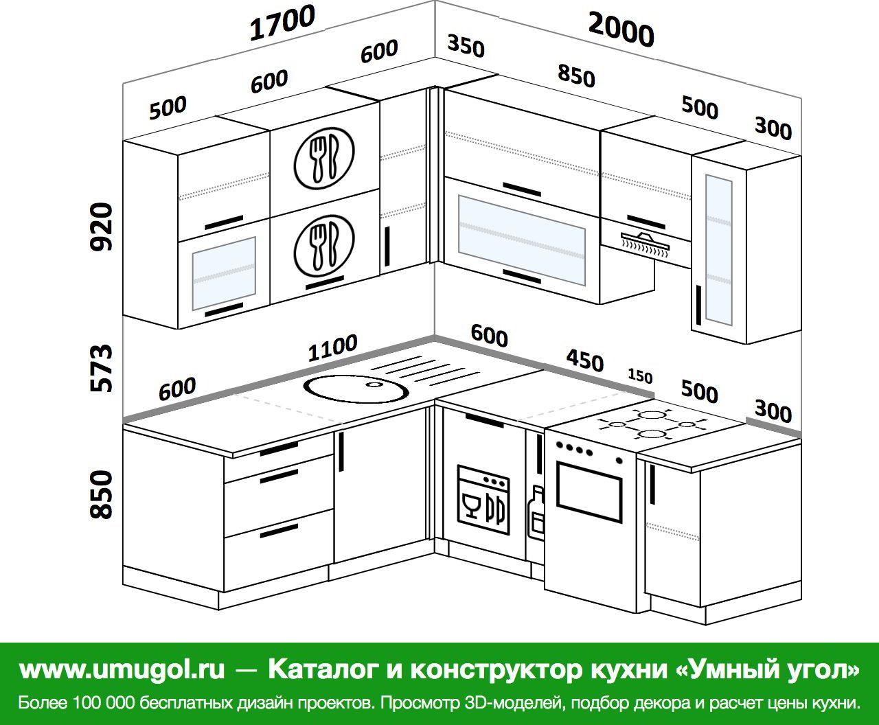 Кухня 1900 на 1900 угловая