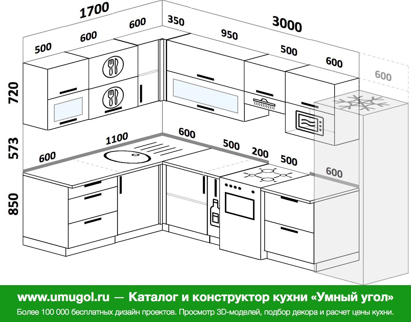 Кухни угловые 1,65м на 1,8м