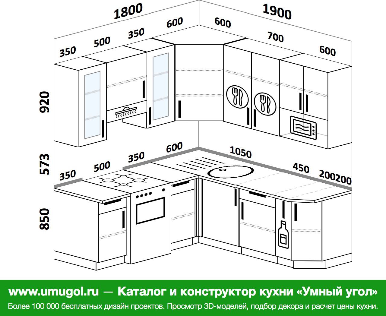 Расчет угловой кухни