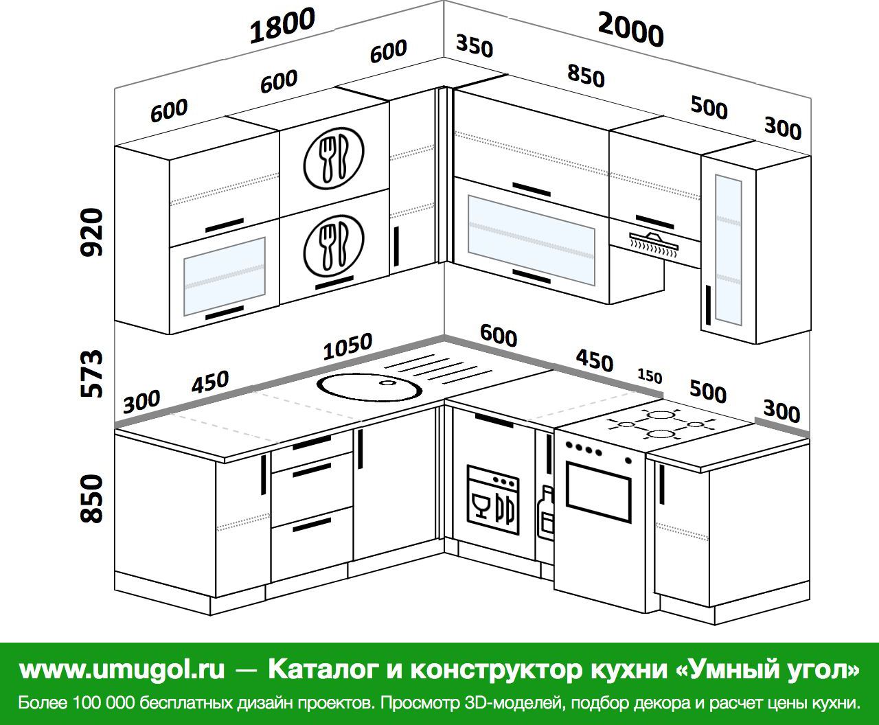 Кухня 180 на 180 угловая