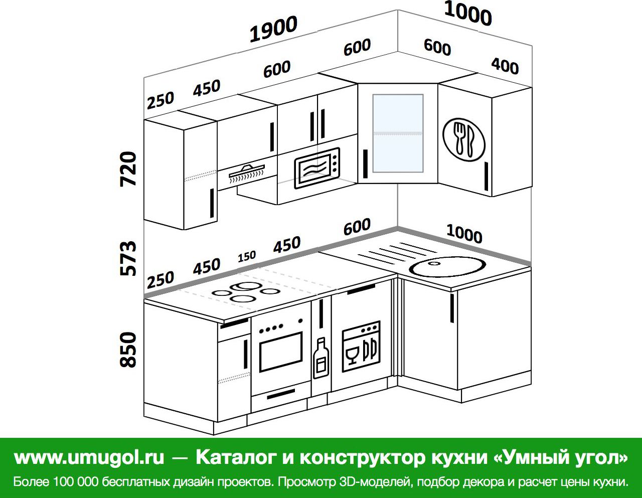 Планировка угловой кухни с посудомоечной машиной