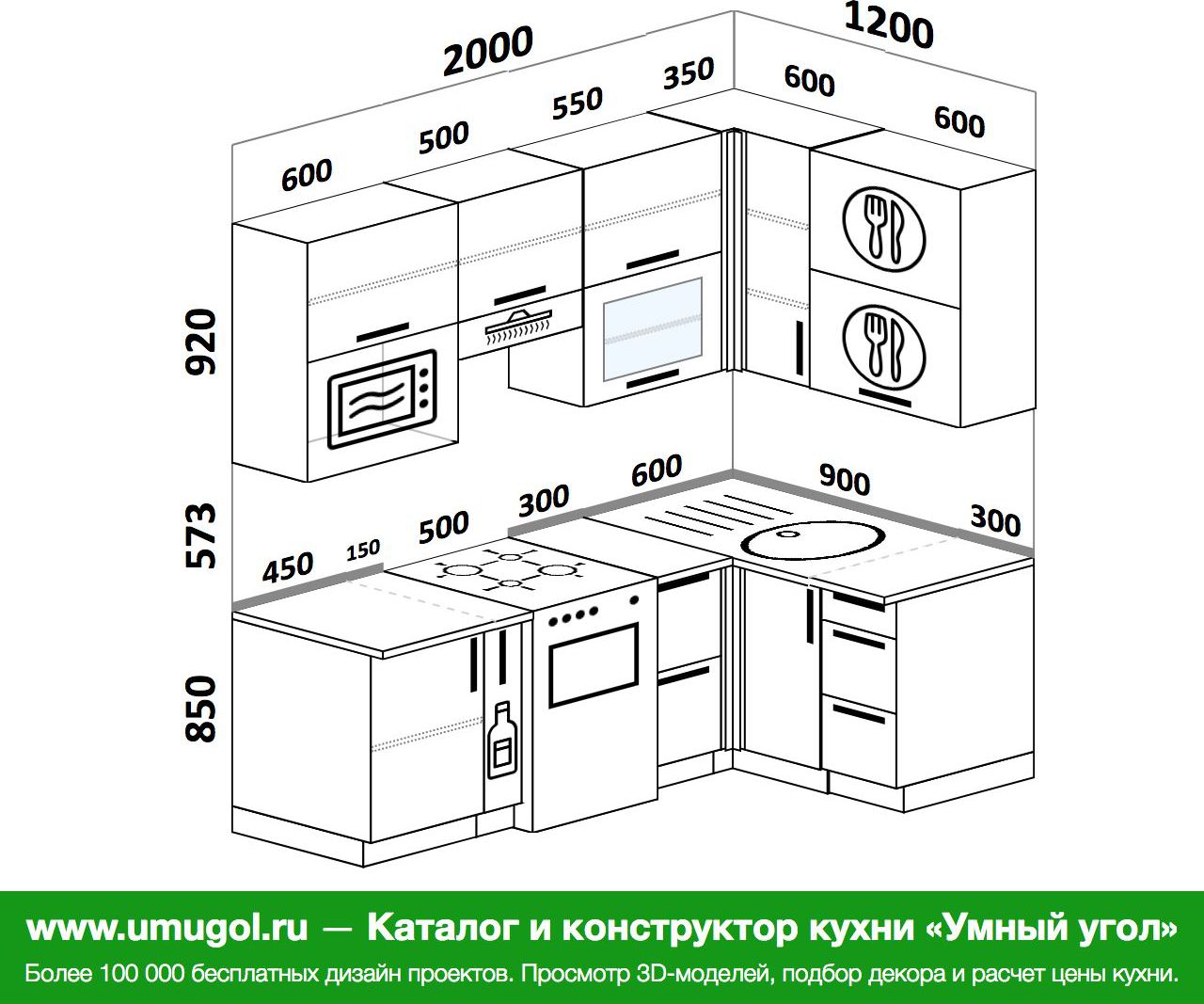 Кухня угловая 1600 на 2000