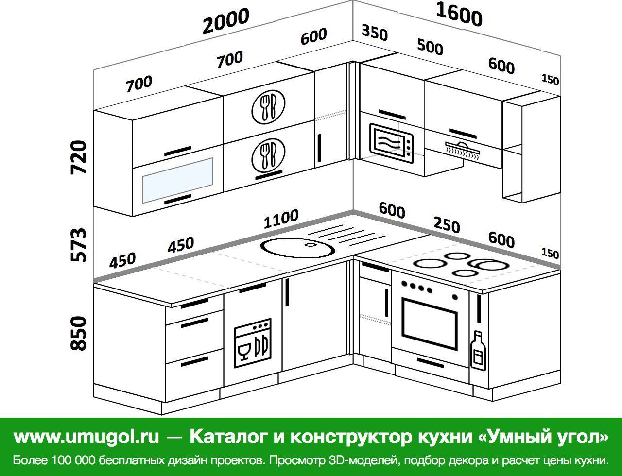 угловая кухня 1900 1600