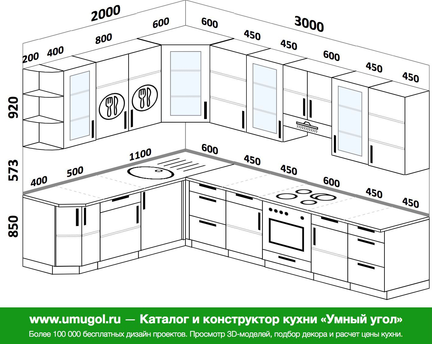 Проекты кухни с размерами готовые проекты