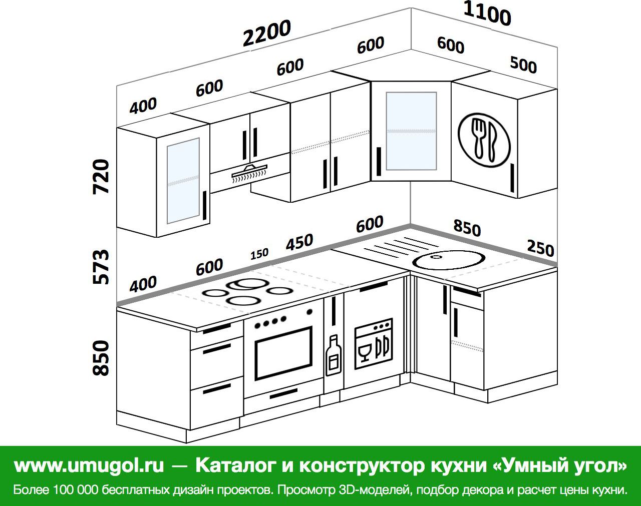 Угловые кухни 220 на 220