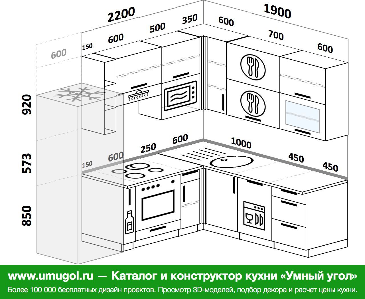 кухня угловая 1700 на 1700