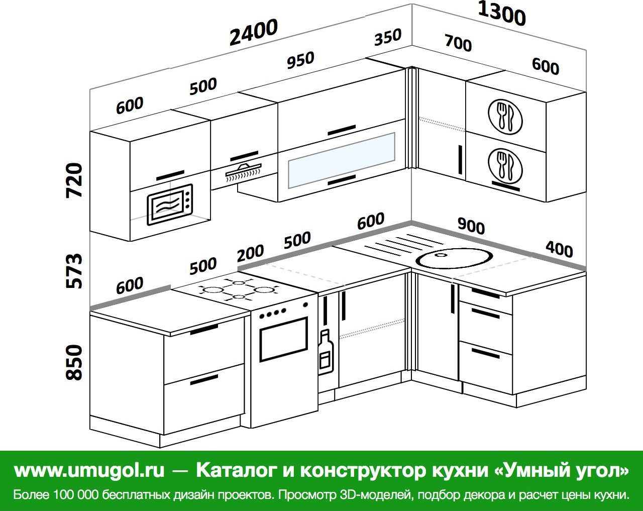 Проекты угловых кухонь с размерами и фото