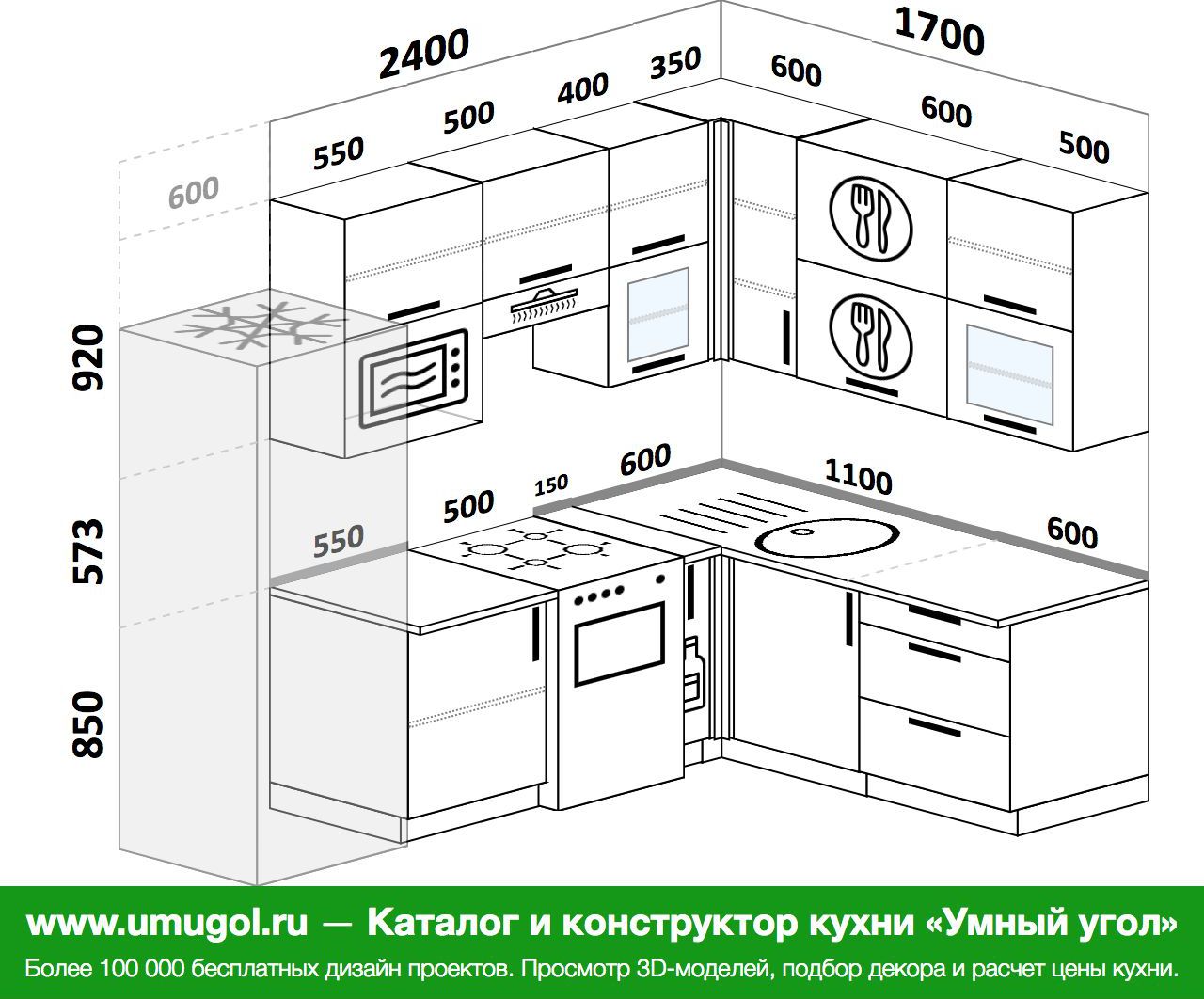 Кухня с посудомоечной машиной угловая с размерами