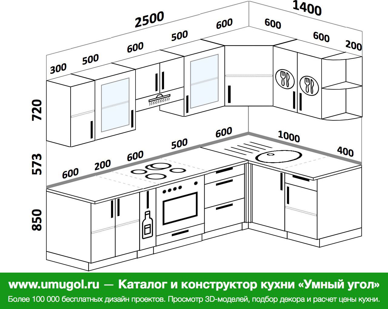 угловая кухня 3х1 5