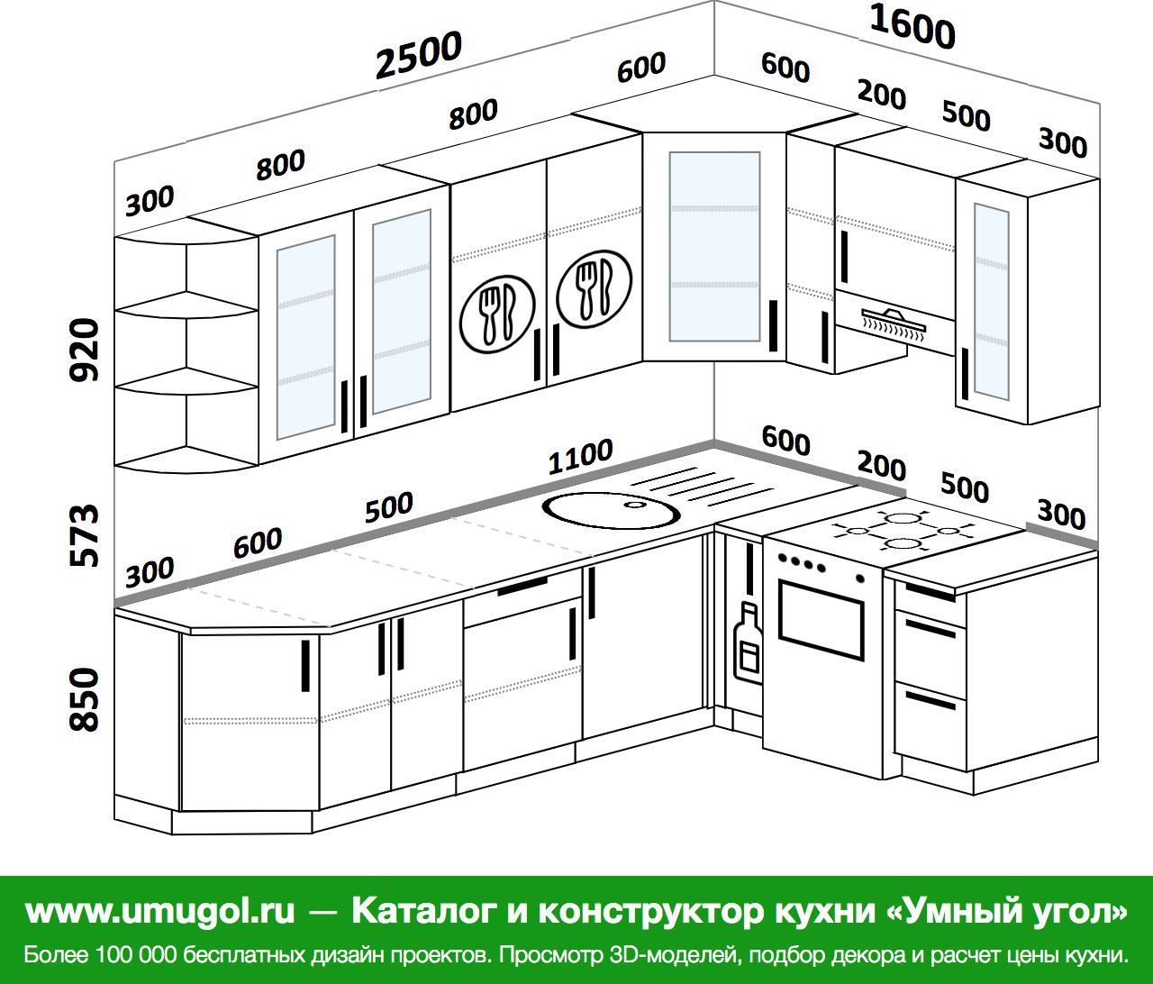 Угловая кухня размеры чертежи