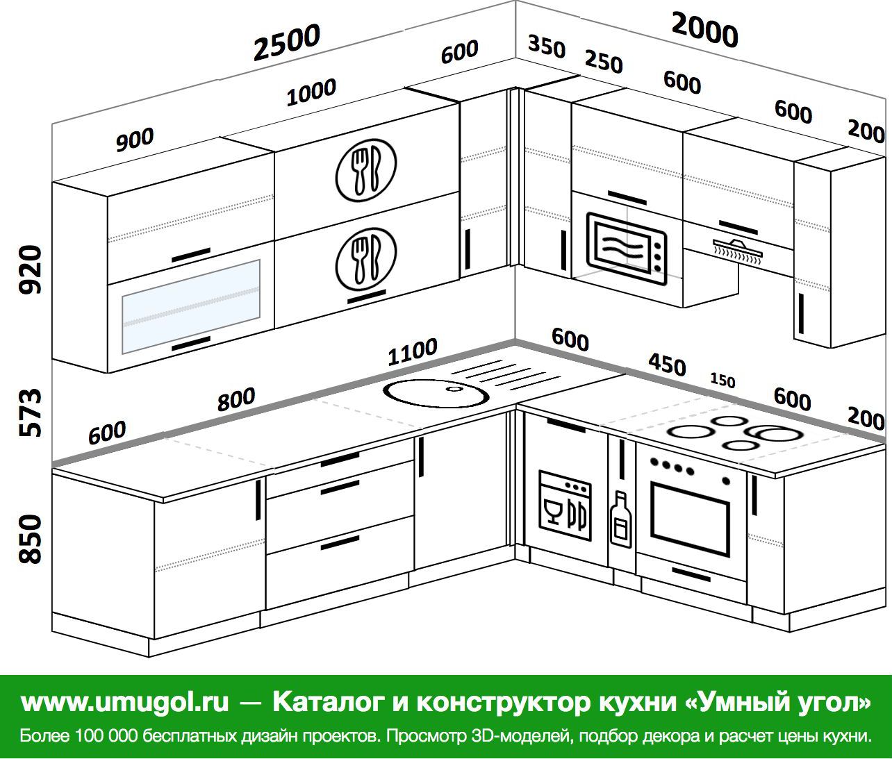 Кухня 1900 на 1900 угловая