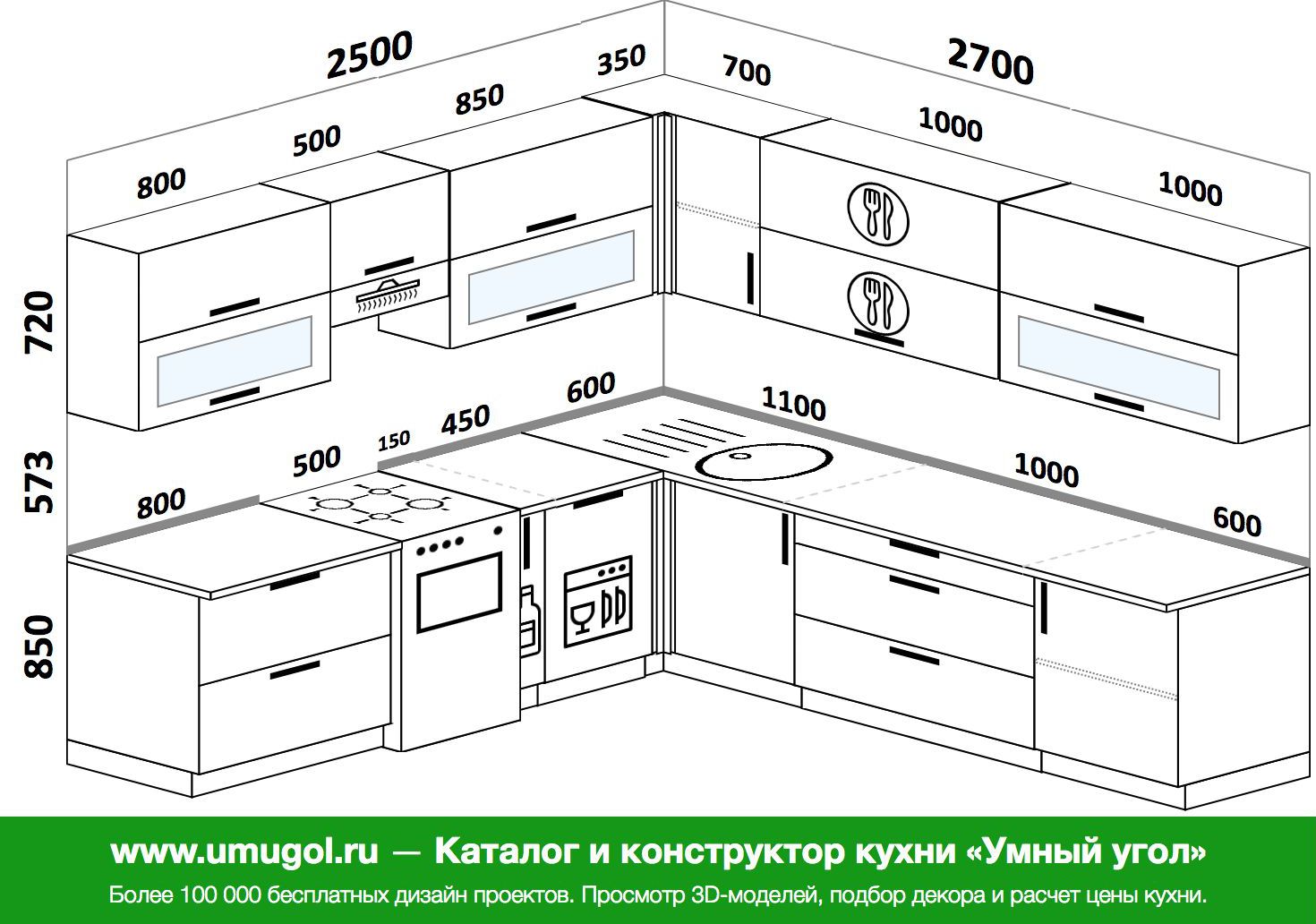 Угловая кухня 1м на 1м