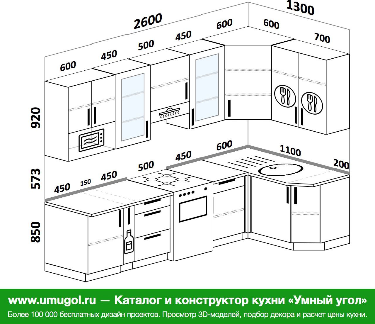 Планировка угловой кухни