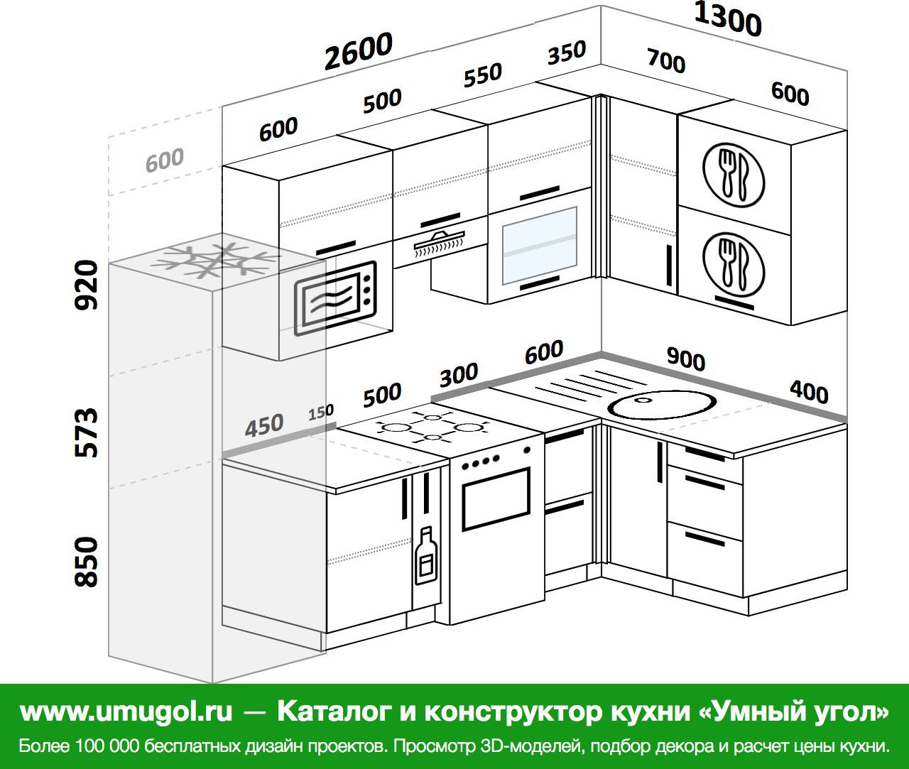 Планировка угловой кухни