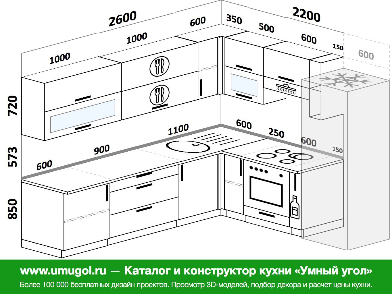 Готовые проекты угловых кухонь