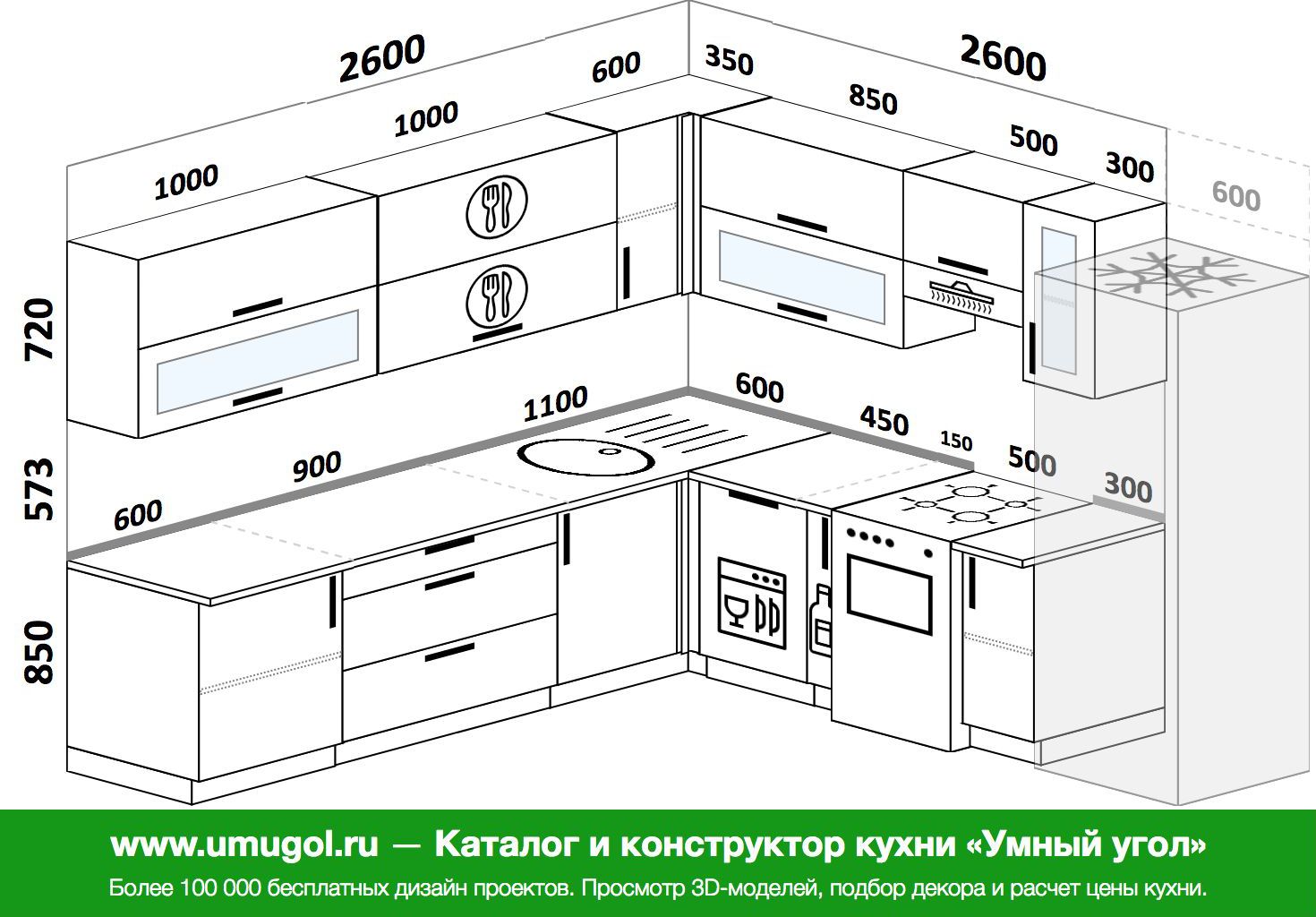 кухня чертеж с размерами угловая буквой г